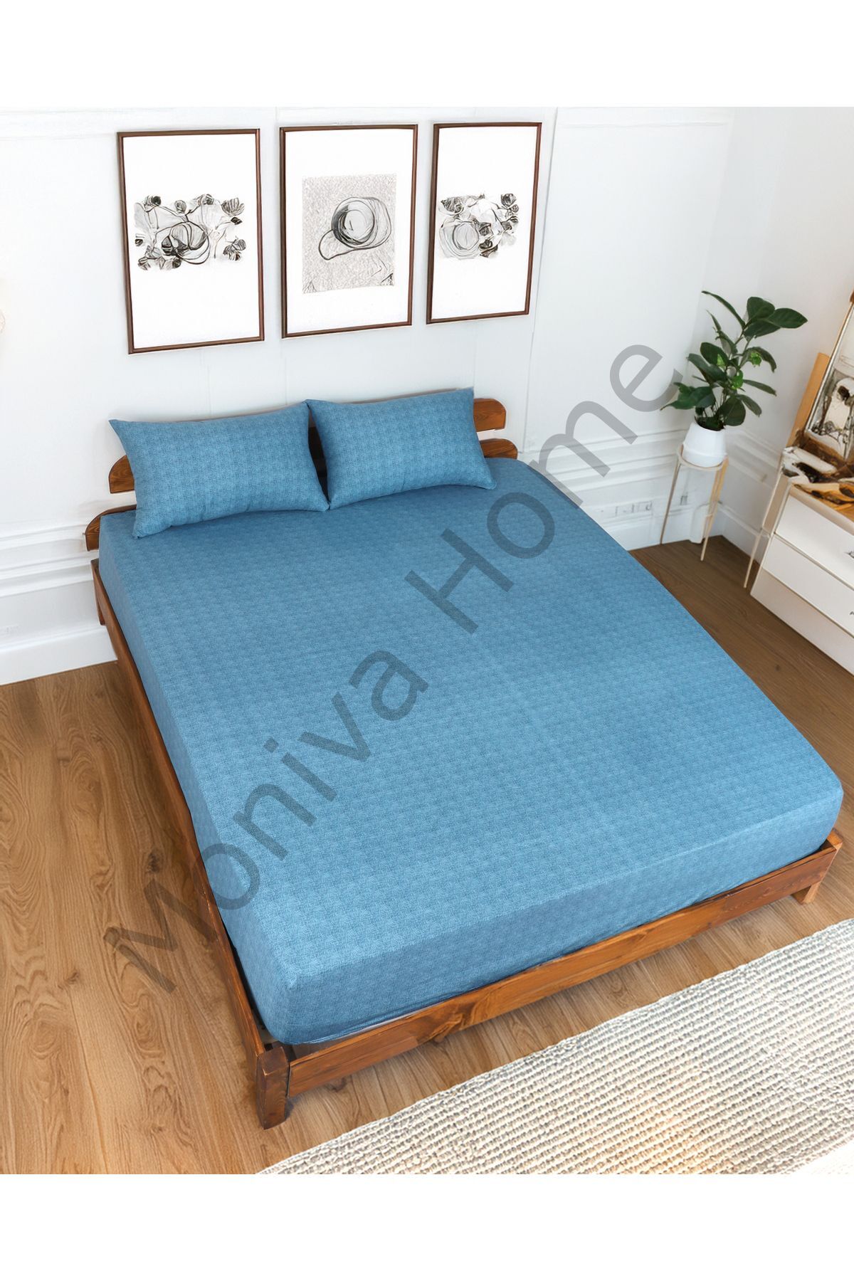 Moniva Home Çift Kişilik Pamuklu Lastikli Çarşaf Takımı (180X200 CM)